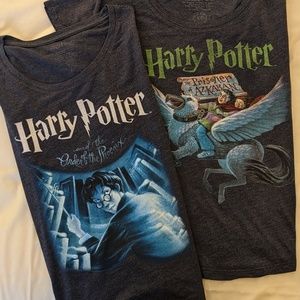 Lot of 2 Harry Potter/Out of Print T-Shirts: POA OOTP Mary Grandpre Artwork XS/S